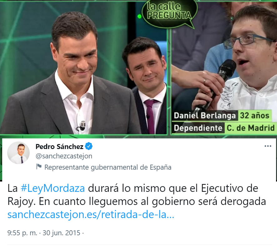 Quitar la ley mordaza, promesa quebrantada