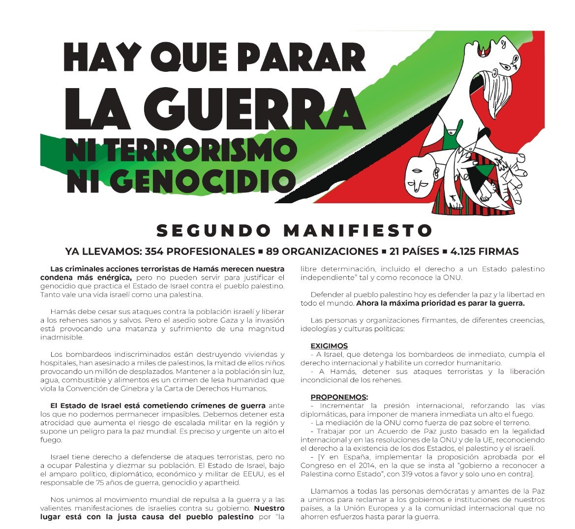 Manifiesto 2º Hay que parar la guerra