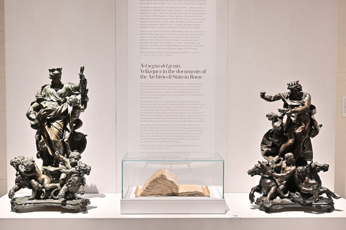 Manuscrito cedido por el Archivio di Stato di Roma exhibido en planta 1 de la Galería de las Colecciones Reales