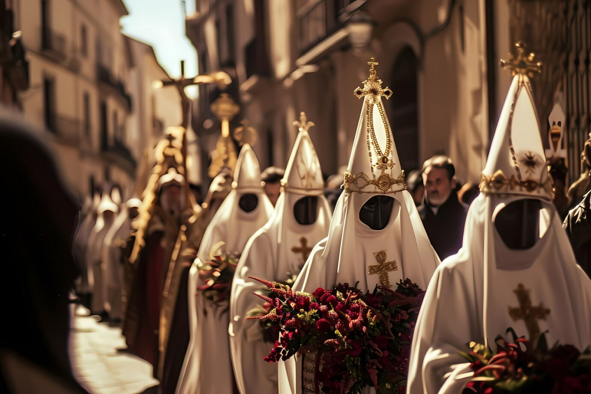 Cofrades en una procesión