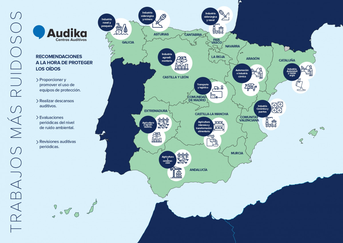 AUDIKA   MAPA ESPAÑA TRABAJOS RUIDOSOS