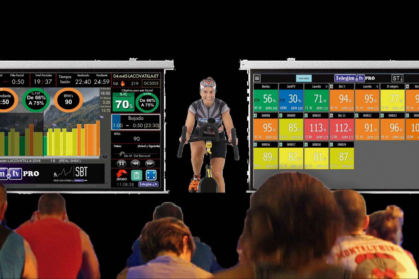 Audiovisual e información para las clases presenciales y actividades en gimnasios de Ciclo Indoor, por Telegim TV