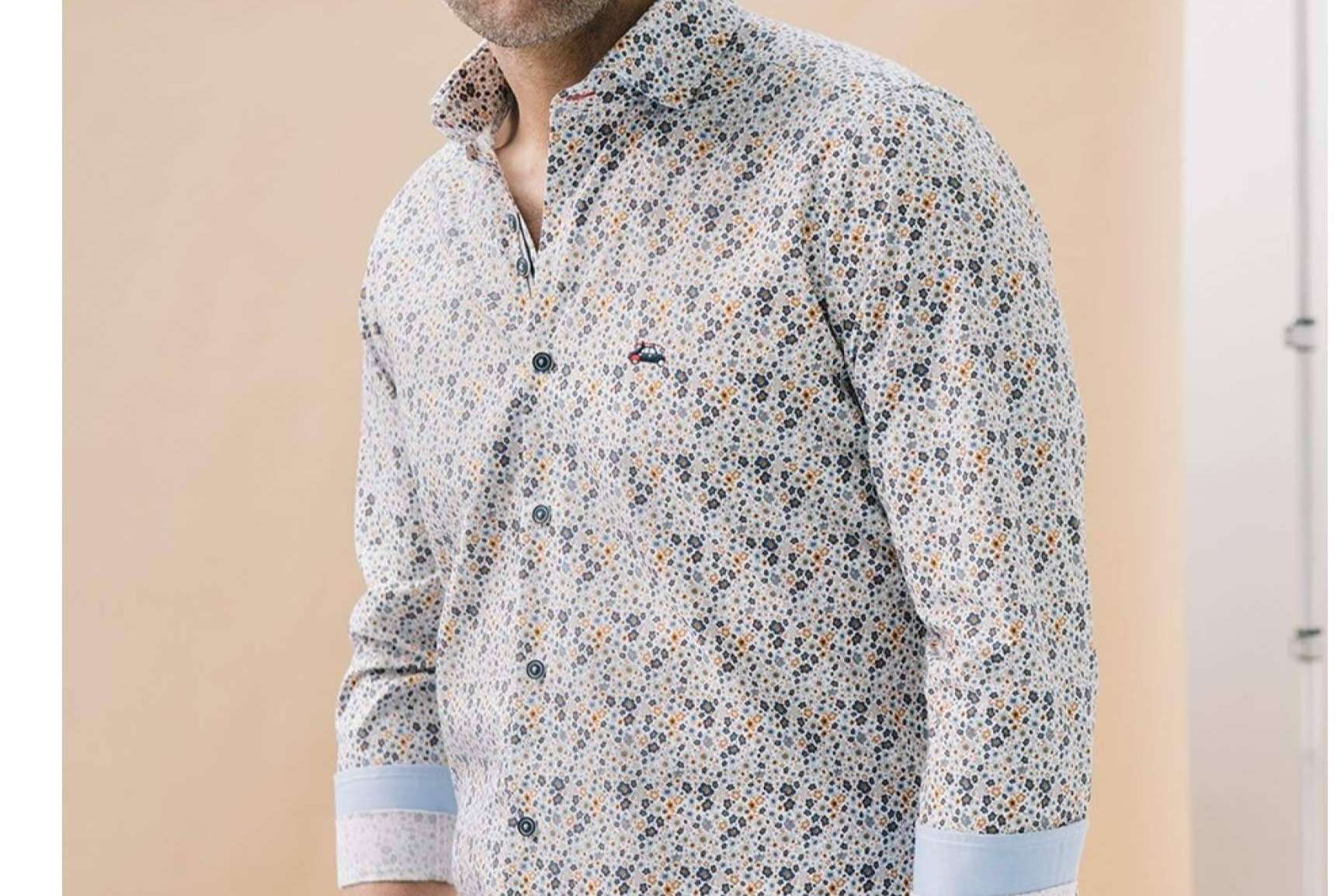 Camisas estampadas sales hombre manga larga