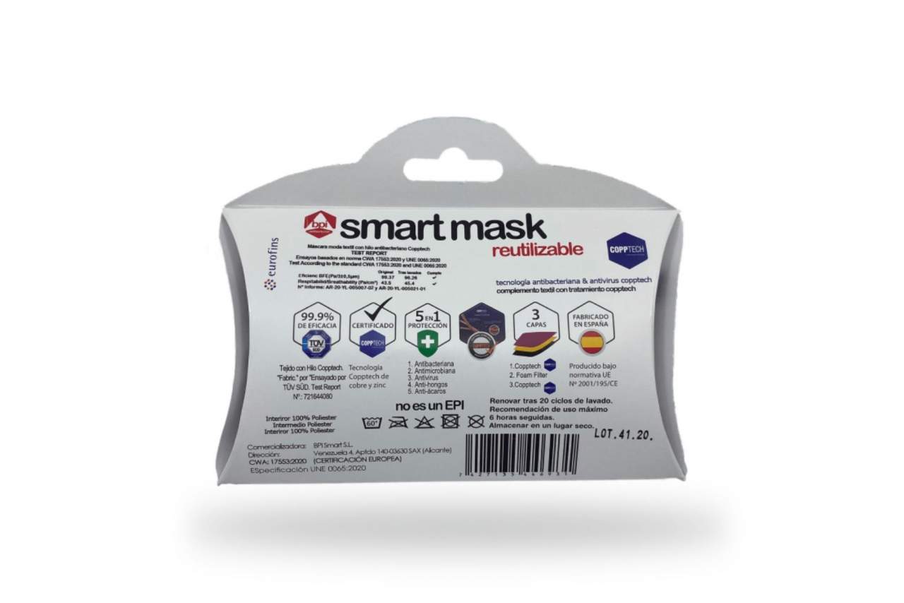 Mascarilla con tejido Copptech de Smart Mask